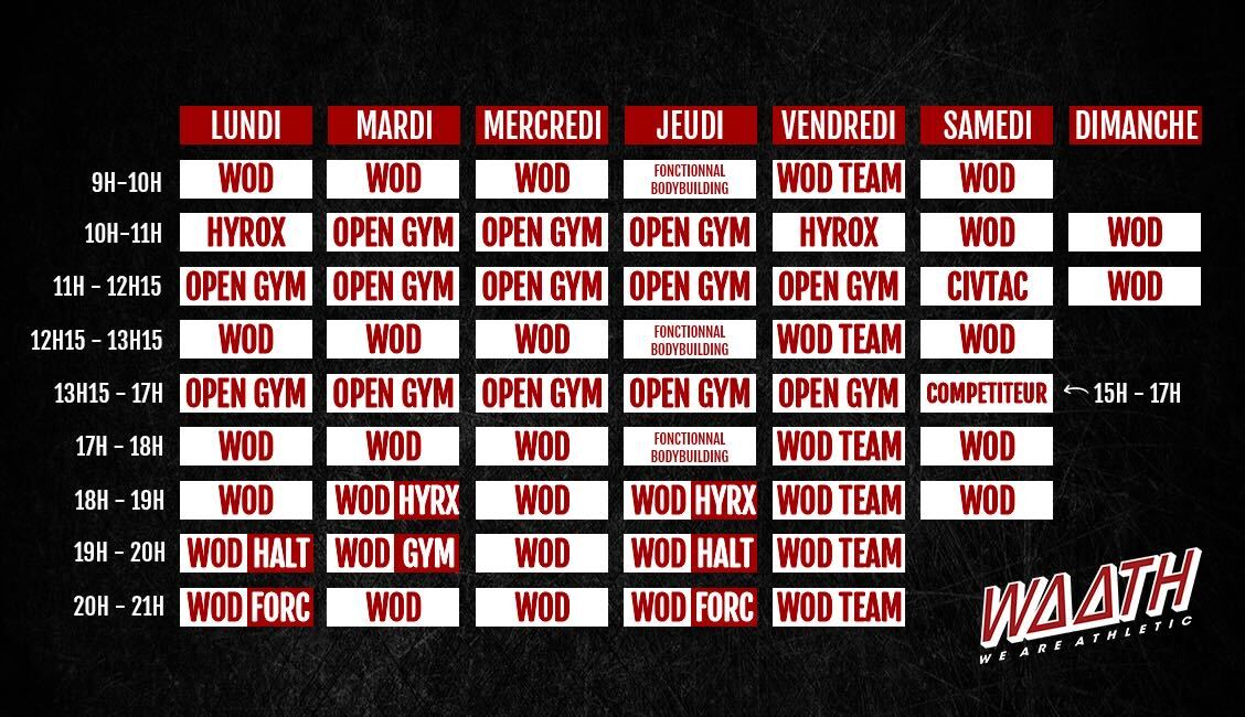 Planning de la semaine